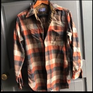 Pendleton Orange and Brown plaid button down